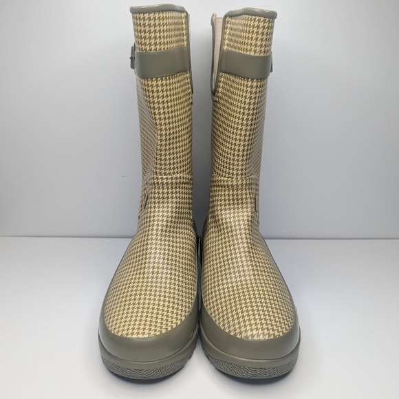 Sperry Top-Sider yellow cream rain boots houndstooth women's size 8 - Picture 8 of 9
